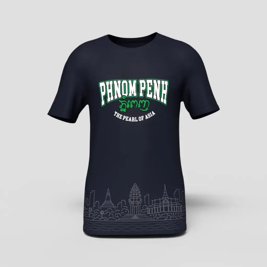 CamboLove – T‑Shirt Phnom Penh “Pearl of Asia” – Navy