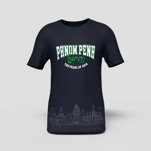 CamboLove – T‑Shirt Phnom Penh “Pearl of Asia” – Navy